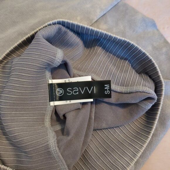 SAVVI Aggie Tights, High Rise Seamless Leggings, Stretchy Yoga, Gray, Size S/M - Picture 6 of 6